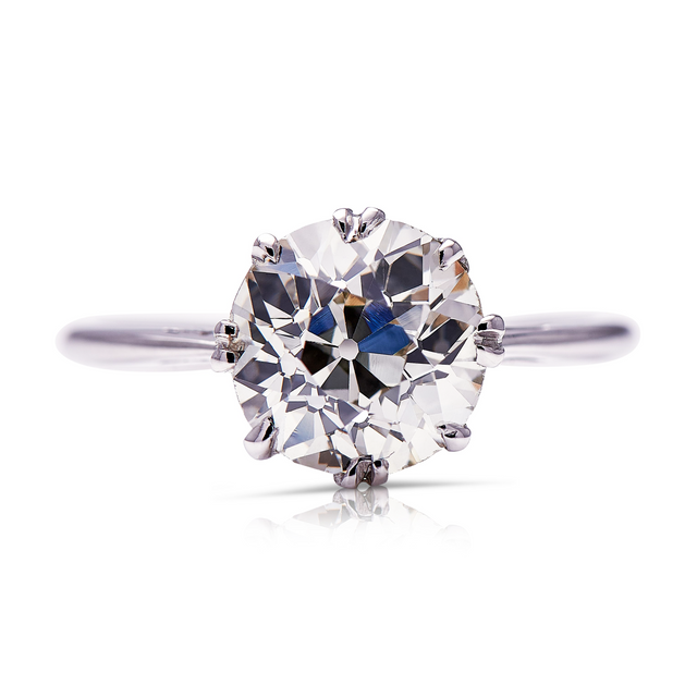 Untreated Antique Art Deco, Platinum, Solitaire Diamond  Engagement Ring 