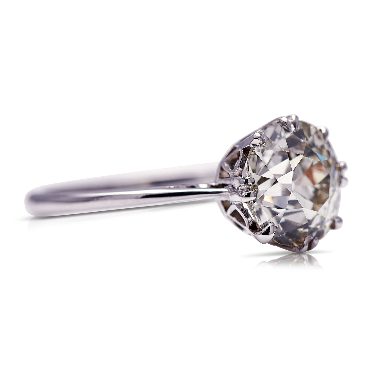 Untreated Antique Art Deco, Platinum, Solitaire Diamond  Engagement Ring