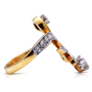 Vintage_Rings | Vintage_Engagement_Rings |Untreated Antique Art Nouveau, French, 18ct Gold, Platinum, Diamond Ring