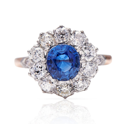 Untreated Antique Edwardian, 18ct Gold, Sapphire and Diamond Ring side 1