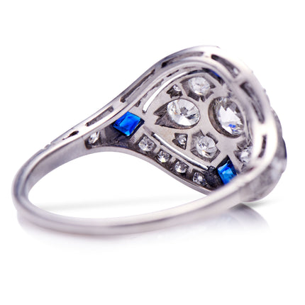 Untreated Antique Edwardian, Platinum, Sapphire and Diamond Ring back (2)