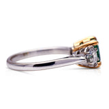 Untreated Antique Vintage, 18ct White Gold, Emerald and Diamond Three Stone Ring