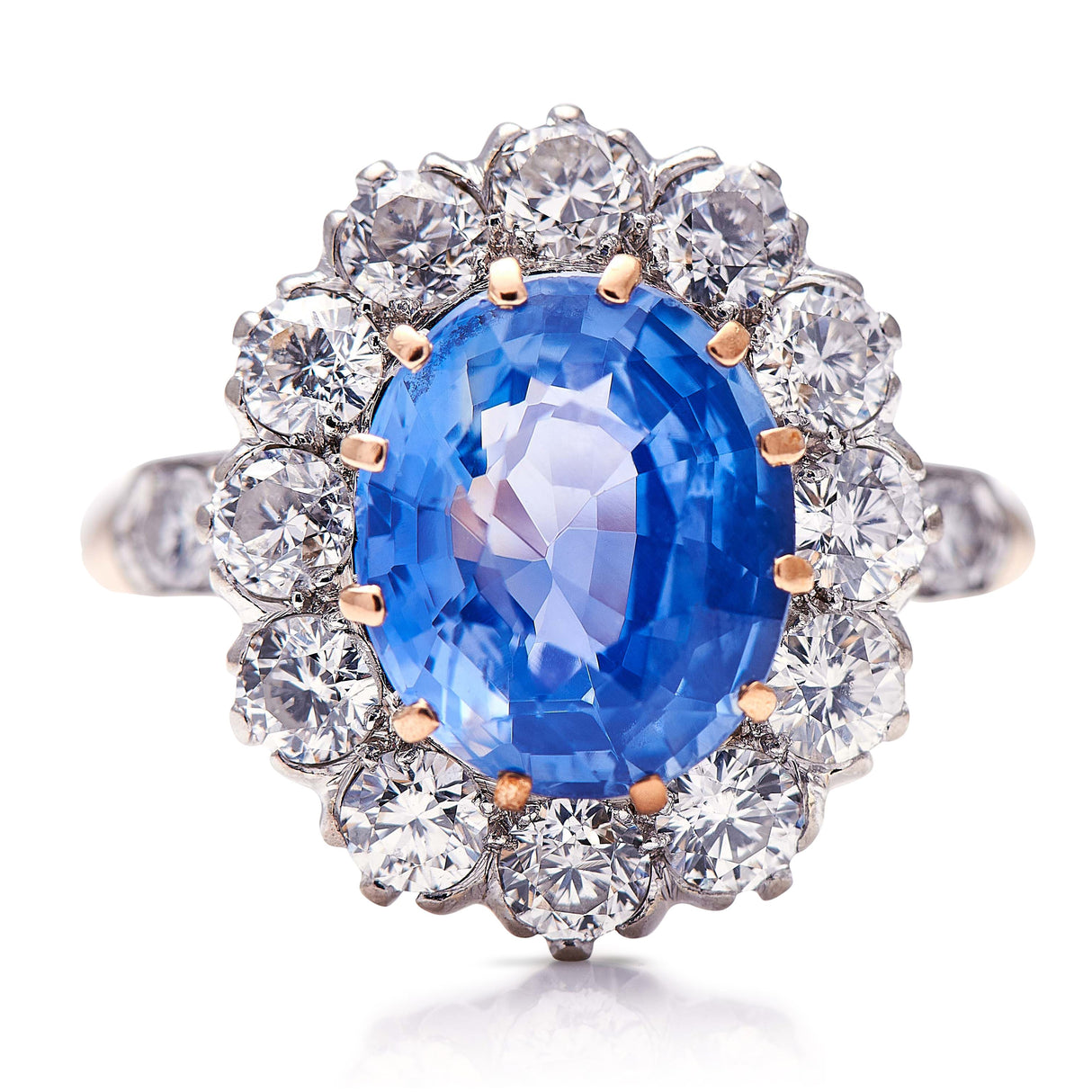 Extraordinary-French-18-Carat-Gold-Cornflower-Blue-Sapphire-Diamond-Ring-Antique