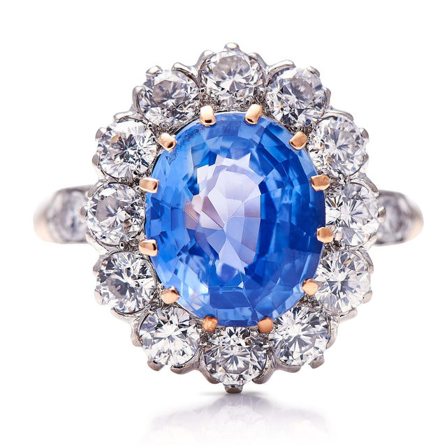 Extraordinary-French-18-Carat-Gold-Cornflower-Blue-Sapphire-Diamond-Ring-Antique