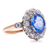 Untreated Vintage, French, 18ct Gold, Cornflower Blue Sapphire and Diamond Engagement Ring