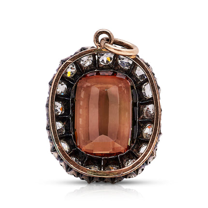 Victorian | A Rare Andalusite and Diamond Cluster Pendant, 15ct Gold
