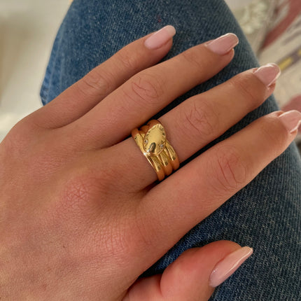 Victorian | Diamond Set Snake Ring, 18ct Yellow Gold