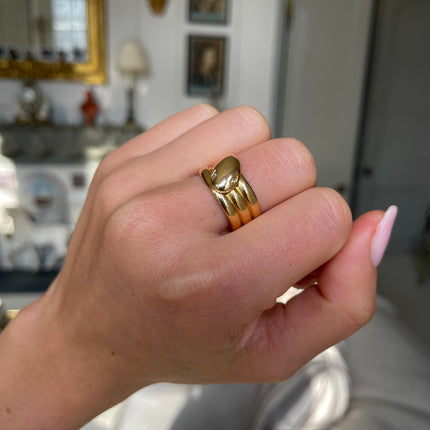 Victorian | Diamond Set Snake Ring, 18ct Yellow Gold