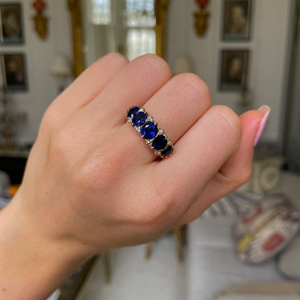 Victorian, 18ct Gold, Sapphire and Diamond Five Stone Ring