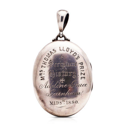 Victorian | Large Flower Locket, Silver, Original Box