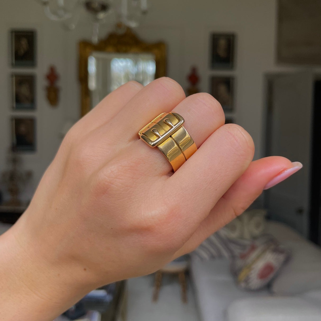 Antique | A Rare 19th Century Large Double Belt Ring, 18ct Yellow Gold