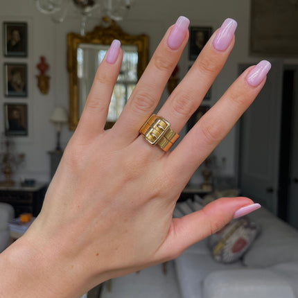 Antique | A Rare 19th Century Large Double Belt Ring, 18ct Yellow Gold