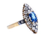 Edwardian, 14ct Gold, Sapphire and Diamond Navette Cluster Ring Antique_Rings | Vintage_rings | Antique Engagement Rings | Antique Ring Boutique | Vintage Engagement Rings | Antique Engagement Rings | Antique Jewellery company | Vintage Jewellery