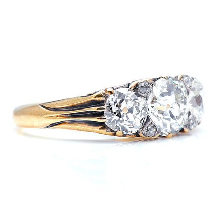 An Exceptional Victorian Diamond Three-Stone Engagement Ring, 18ct Yellow Gold