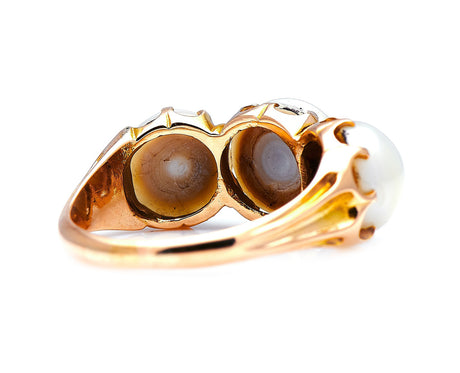 Victorian, 18ct Gold, Natural Pearl Three-Stone Ring | Antique Rings | Antique Ring Boutique | Vintage Engagement Rings | Antique Engagement Rings