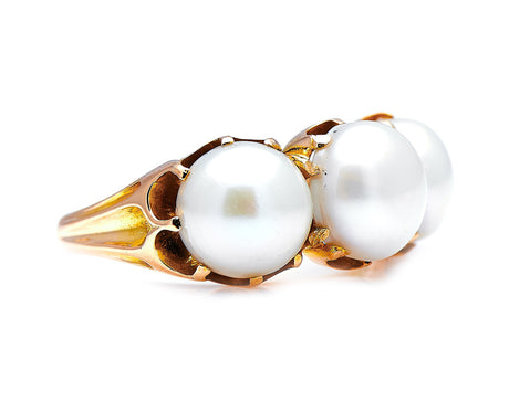Victorian, 18ct Gold, Natural Pearl Three-Stone Ring | Antique Rings | Antique Ring Boutique | Vintage Engagement Rings | Antique Engagement Rings