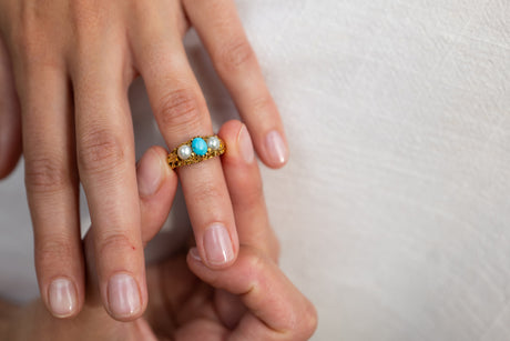 Victorian, 18ct Gold, Natural Turquoise and Pearl Ring Antique Ring Boutique | Untreated Gemstone Rings | Antique Rings | Antique Jewellery Company |  | Art Deco | Vintage Jewelry | Antique Engagement Rings | Art Deco Rings | Antique Rings | Antique Jewellery Company | Antique Jewelry | Vintage Jewellery