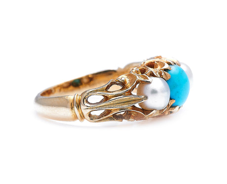 Victorian, 18ct Gold, Natural Turquoise and Pearl Ring Antique Ring Boutique | Untreated Gemstone Rings | Antique Rings | Antique Jewellery Company |  | Art Deco | Vintage Jewelry | Antique Engagement Rings | Art Deco Rings | Antique Rings | Antique Jewellery Company | Antique Jewelry | Vintage Jewellery