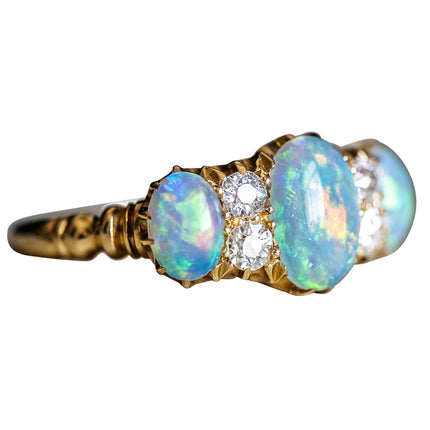 Victorian, 18ct Gold, Opal and Diamond Ring