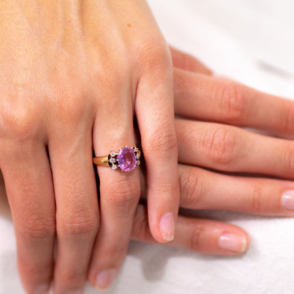 Victorian, 18ct Gold, Pink Topaz and Diamond Ring