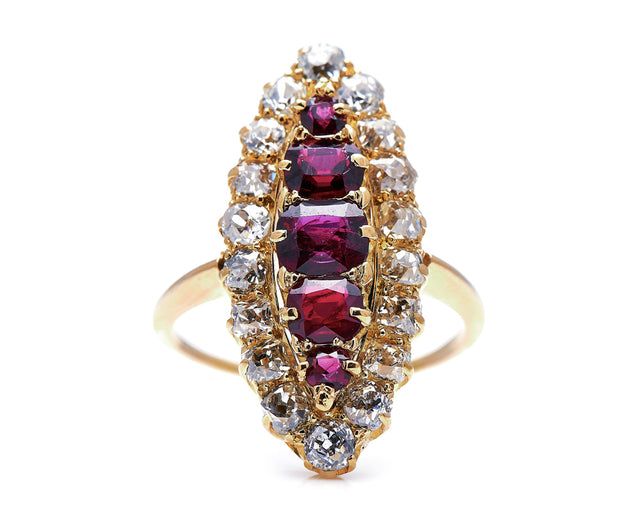 Victorian-Ruby-Diamond-Navette-Cluster-Ring