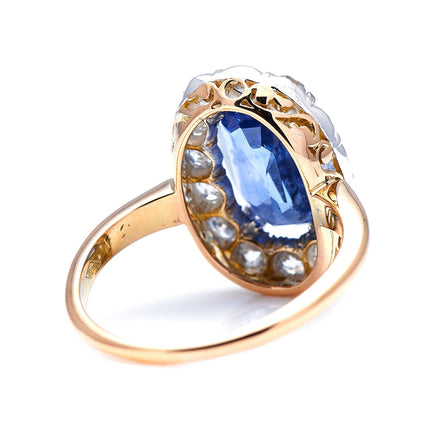 Victorian, 18ct Gold, Sri Lankan Sapphire and Diamond Cluster Ring