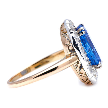 Victorian, 18ct Gold, Sri Lankan Sapphire and Diamond Cluster Ring