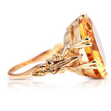 Antique Edwardian imperial golden topaz ring, 18ct yellow gold