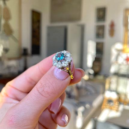 Engagement | A Vintage Aquamarine and Diamond Cluster Ring, 18ct Gold