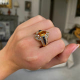 Vintage Chaumet | Orange Sapphire, Diamond and Blue Sapphire Cocktail Ring, Signed