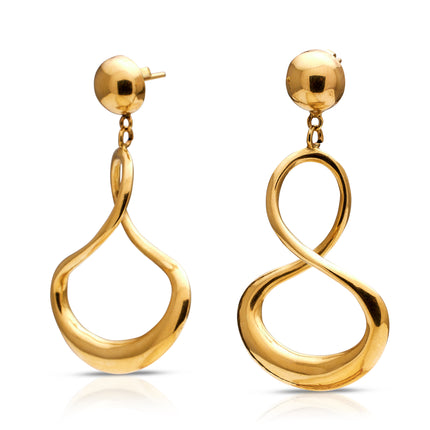 18ct Large Twisting Gold Drop Earrings, Vintage