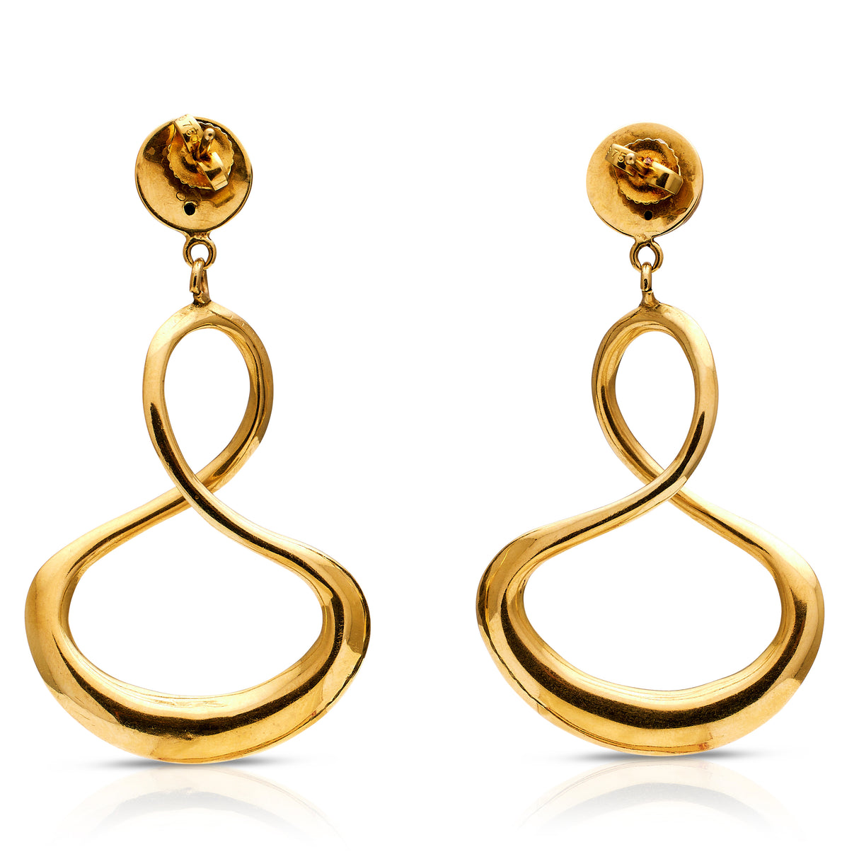 18ct Large Twisting Gold Drop Earrings, Vintage