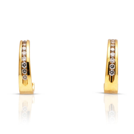 Vintage | Diamond Hoop-Style Earrings, 18ct Yellow Gold