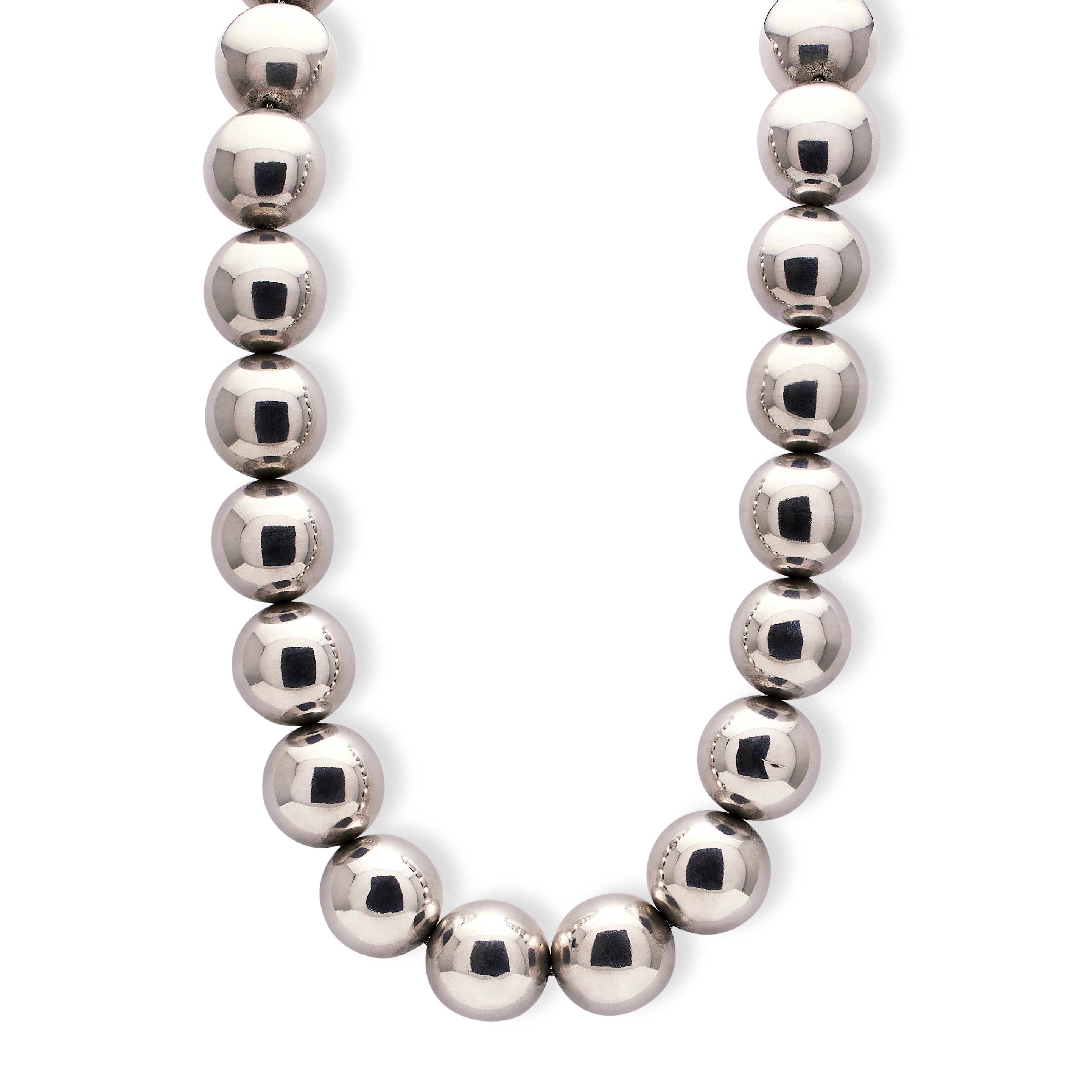 Modernist A Stylish Large Silver Ball Necklace