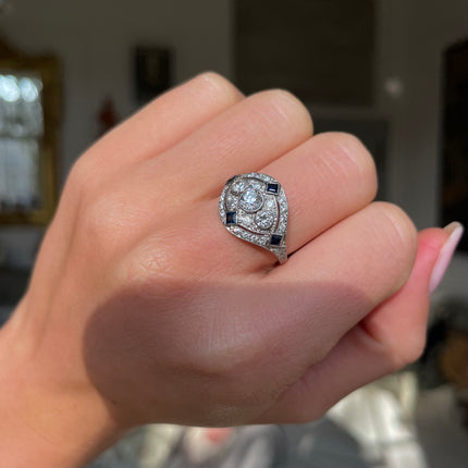 Vintage | Platinum, Sapphire and Diamond Ring