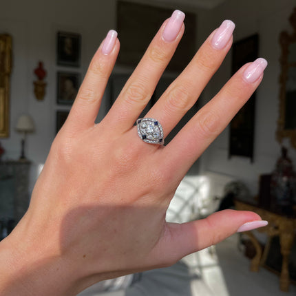 Vintage | Platinum, Sapphire and Diamond Ring