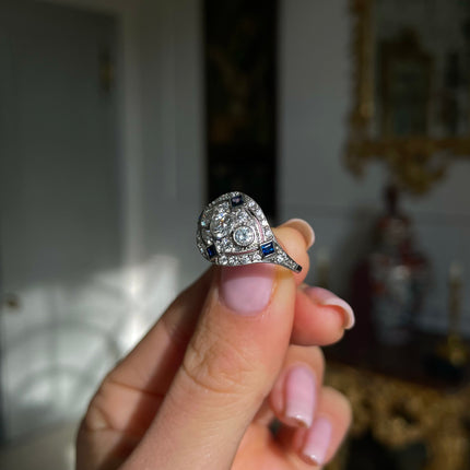 Vintage | Platinum, Sapphire and Diamond Ring