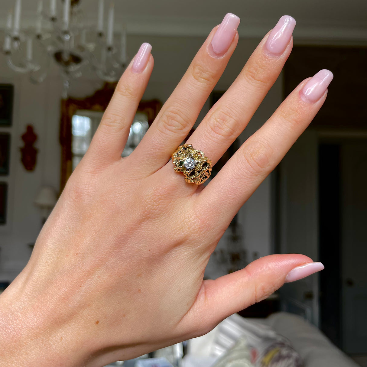 Vintage textured Diamond nugget Ring Diamond Engagement Ring Antique Ring Boutique