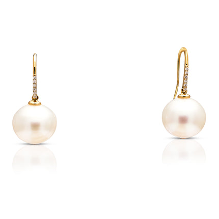 Pearl-Diamond-Drop-Earrings-18-Carat-Yellow-Gold-Vintage-Antique