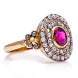 Vintage Antique Edwardain 18ct Yellow Gold, Diamond and Ruby Engagement Ring