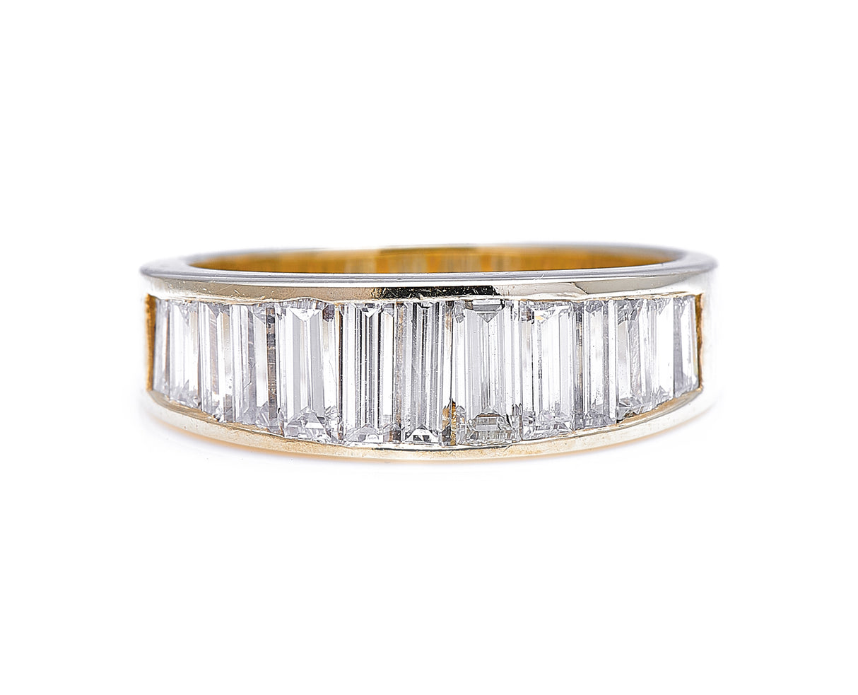 Vintage, 14ct Gold, Baguette Diamond Half-Eternity Ring