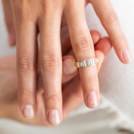 Vintage, 14ct Gold, Baguette Diamond Half-Eternity Ring