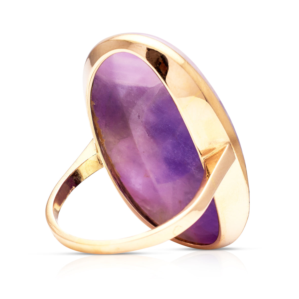 French | powerful, natural amethyst ring, 14ct yellow gold