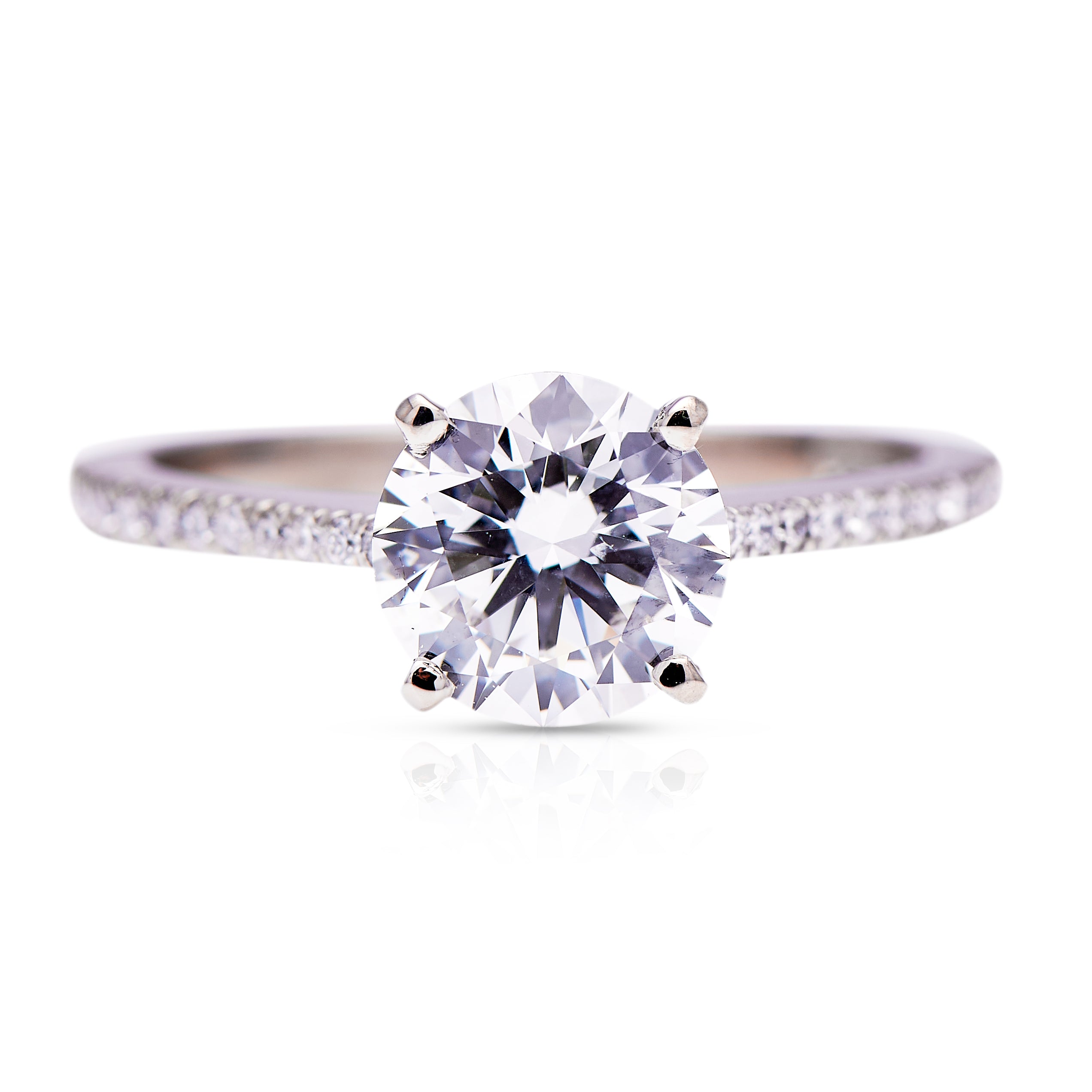 Solitaire pave diamond ring top