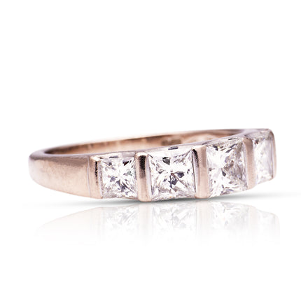 Vintage | A Princess-Cut Diamond Five Stone Ring, 18ct White Gold