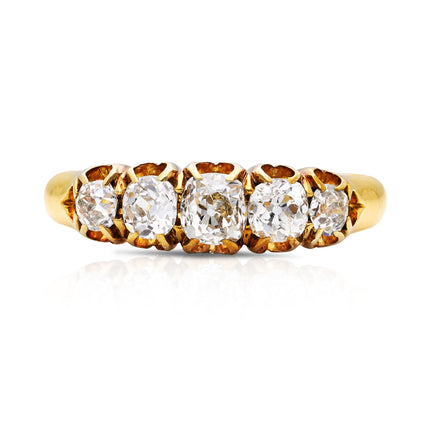 Victorian-Diamond-Five-Stone-Engagement-Ring-18ct-Yellow-Gold