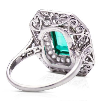 Edwardian_Platinum_Emerald | Diamond_Ring | Antique_Engagement_Rings | Vintage_Engagement_Rings | Art_Deco_Rings | Antique_Engagement_Rings | Vintage_Engagement_Rings | Antique_Jewellery | Emerald_Rings | Emerald_Jewellery | Emerald Ring | Antique Emerald Rings | Emerald Antique 