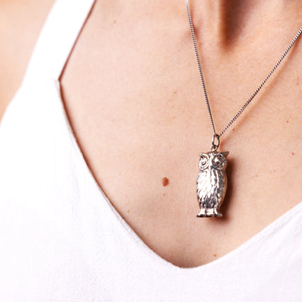 Owl Pendant, Sterling silver