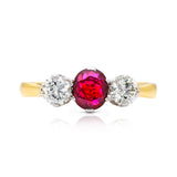 Vintage Ruby and Diamond Engagement Ring, 18ct Yellow Gold