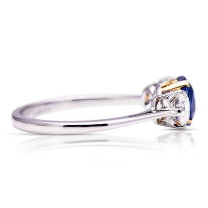 Vintage | Platinum, Ceylon Sapphire & Diamond Three Stone Ring
